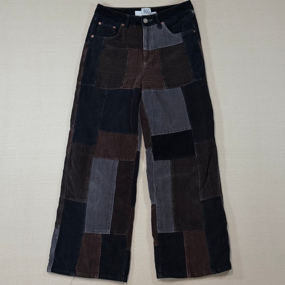 BDG Urban Outfitters Puddle Patchwork Corduroy Wide Leg Jeans W28 L30 Multi